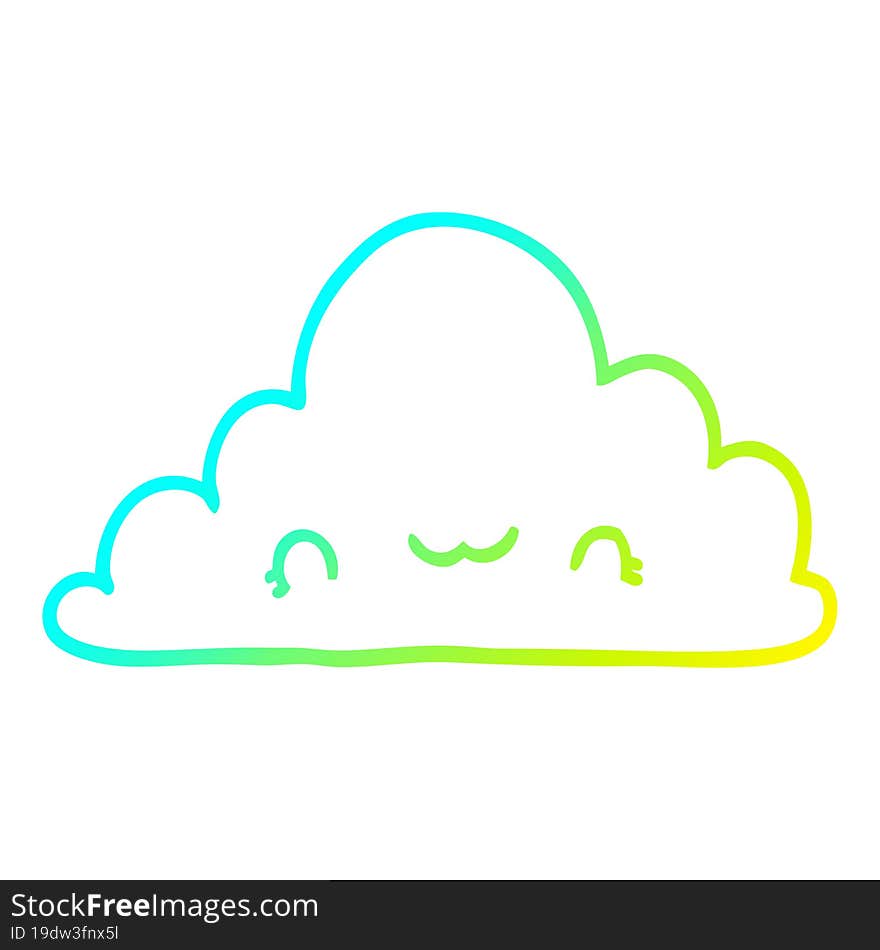 Cold Gradient Line Drawing Cute Cartoon Cloud