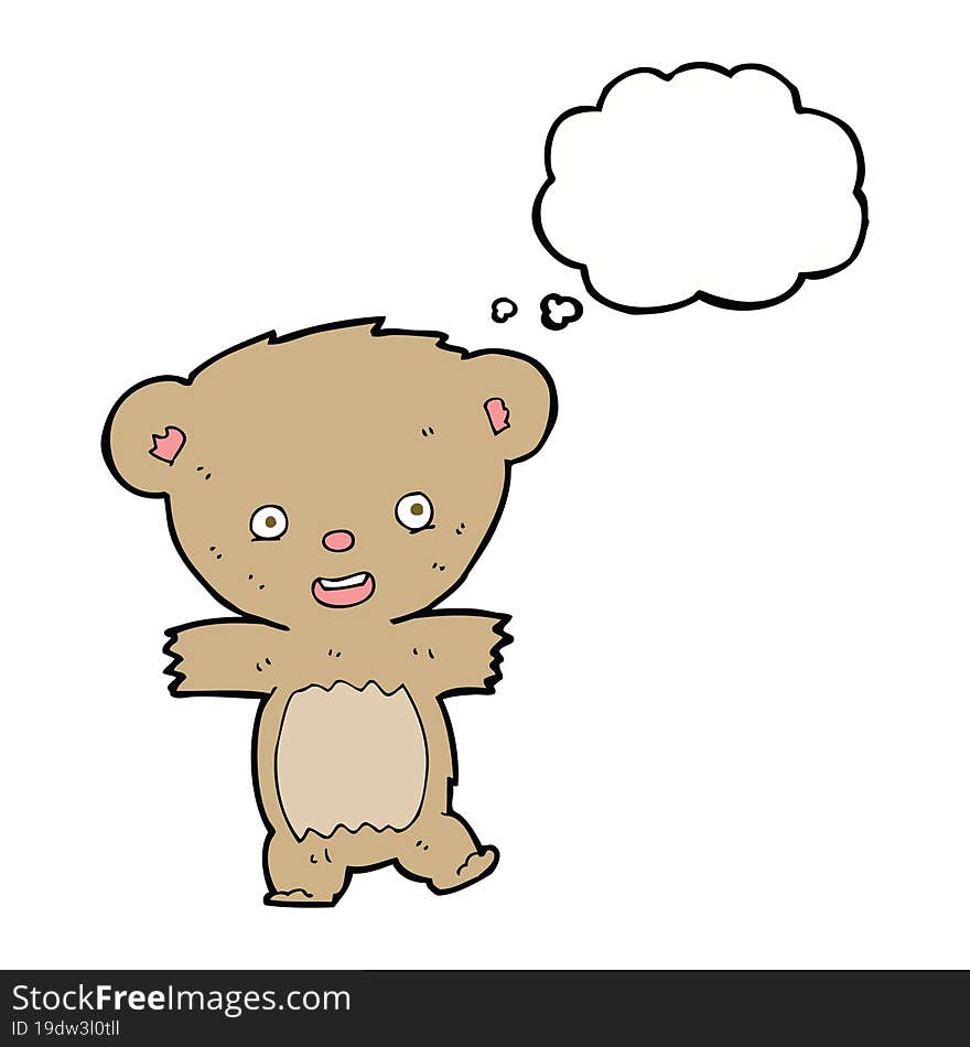 cartoon teddy bear with thought bubble