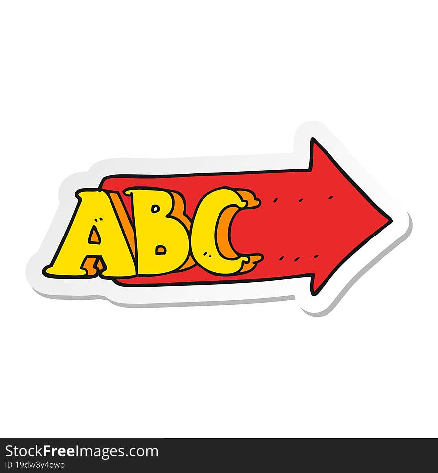 sticker of a cartoon ABC symbol