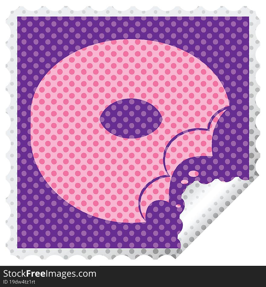 bitten donut square peeling sticker