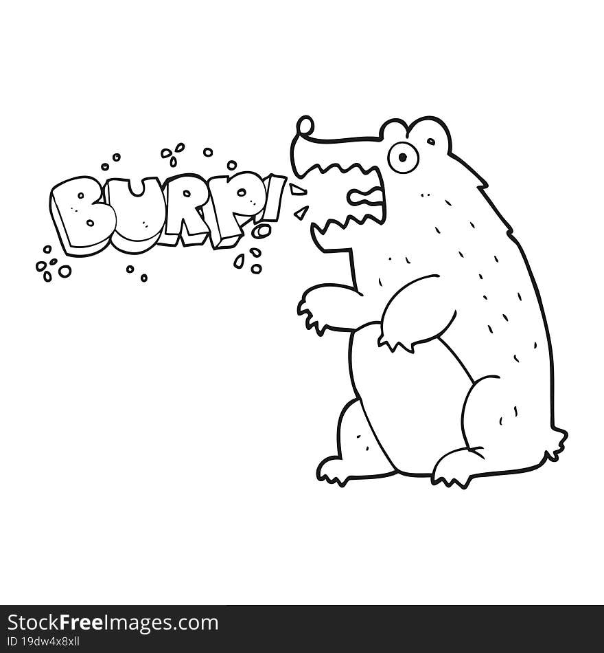 freehand drawn black and white cartoon bear. freehand drawn black and white cartoon bear