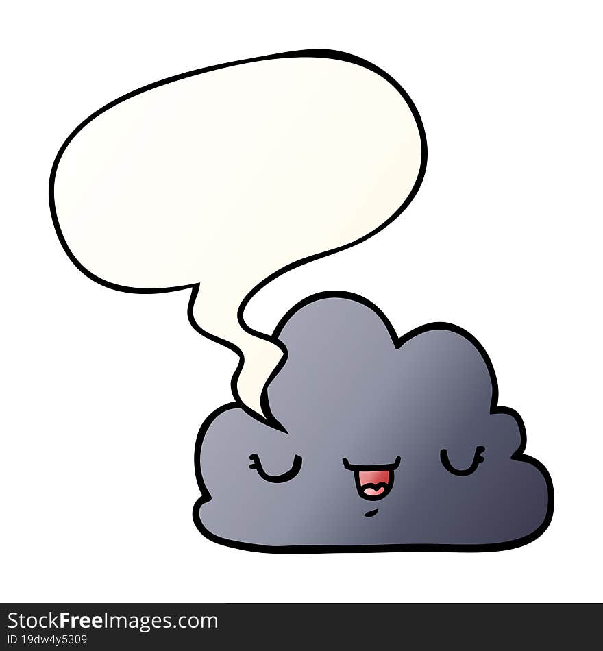 Cute Cartoon Cloud And Speech Bubble In Smooth Gradient Style