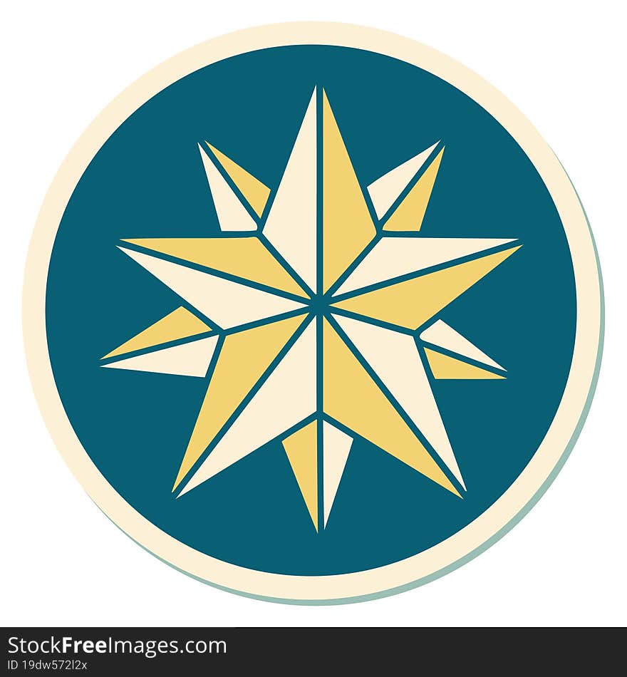 sticker of tattoo in traditional style of a star. sticker of tattoo in traditional style of a star