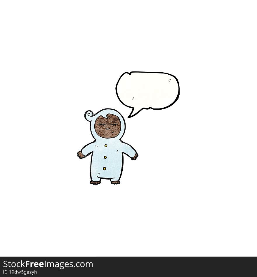 cartoon infant with speech bubble