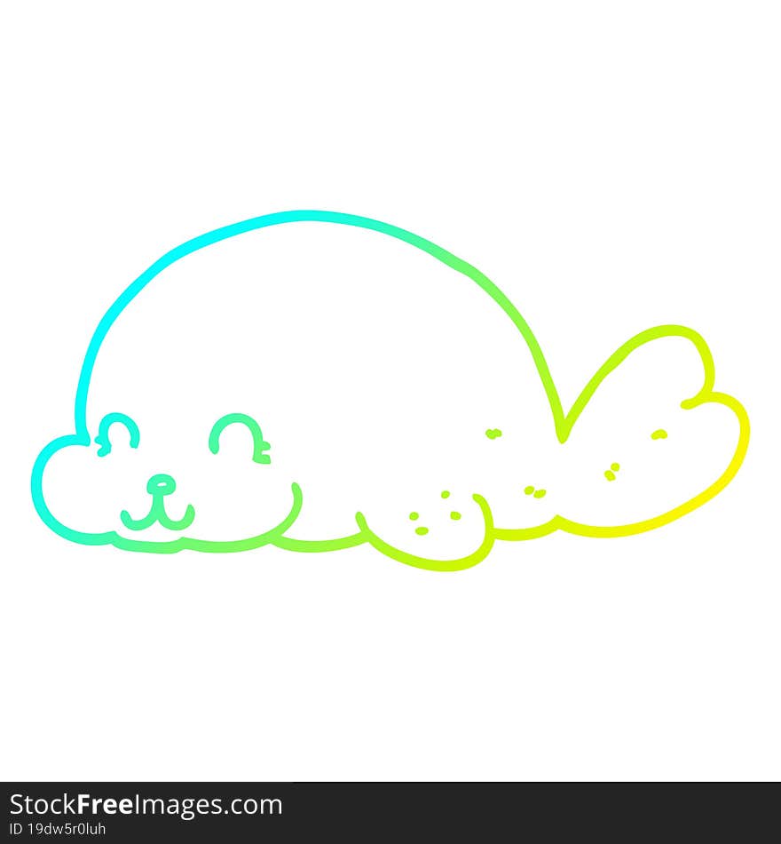 cold gradient line drawing cute cartoon seal