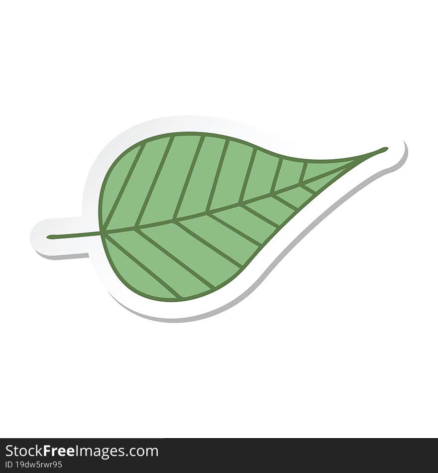 sticker of a cute cartoon green leaf