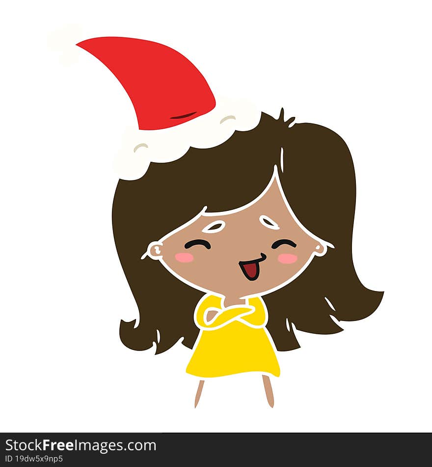 hand drawn christmas cartoon of kawaii girl