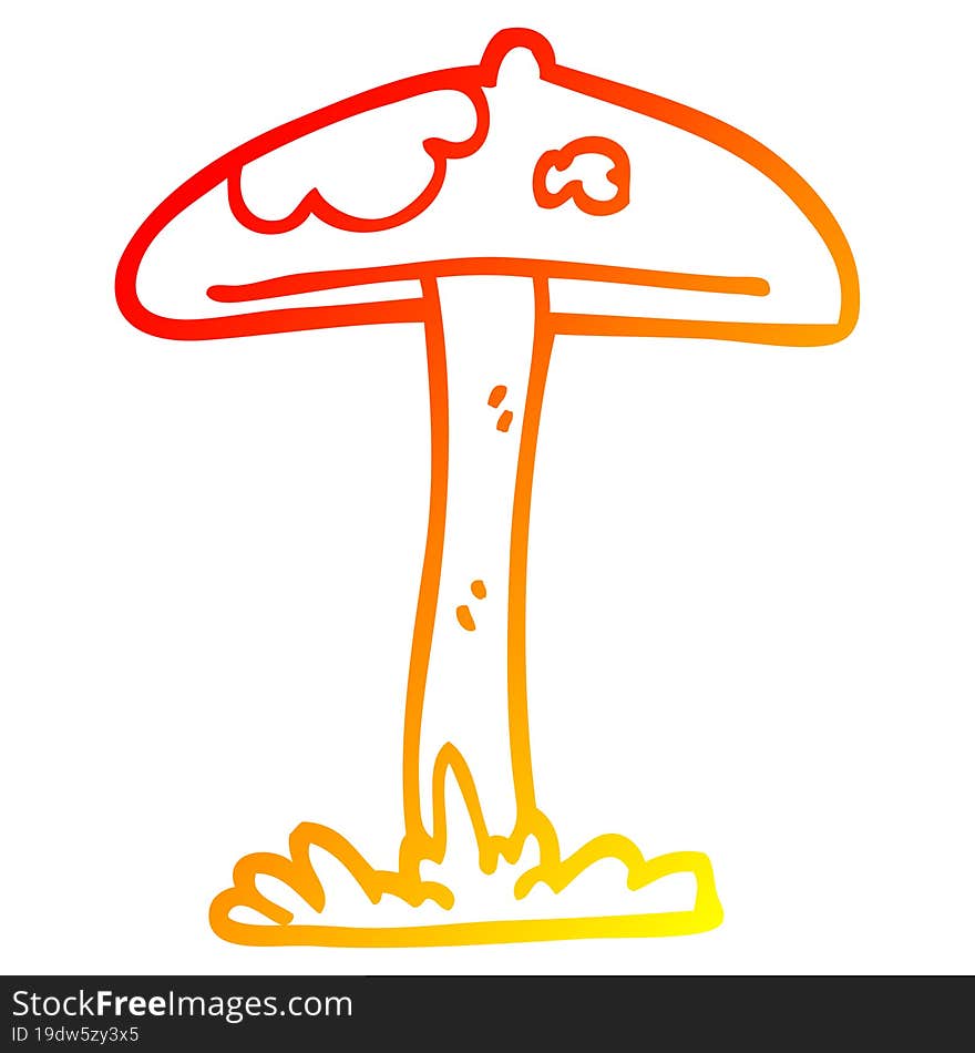 Warm Gradient Line Drawing Cartoon Mushroom