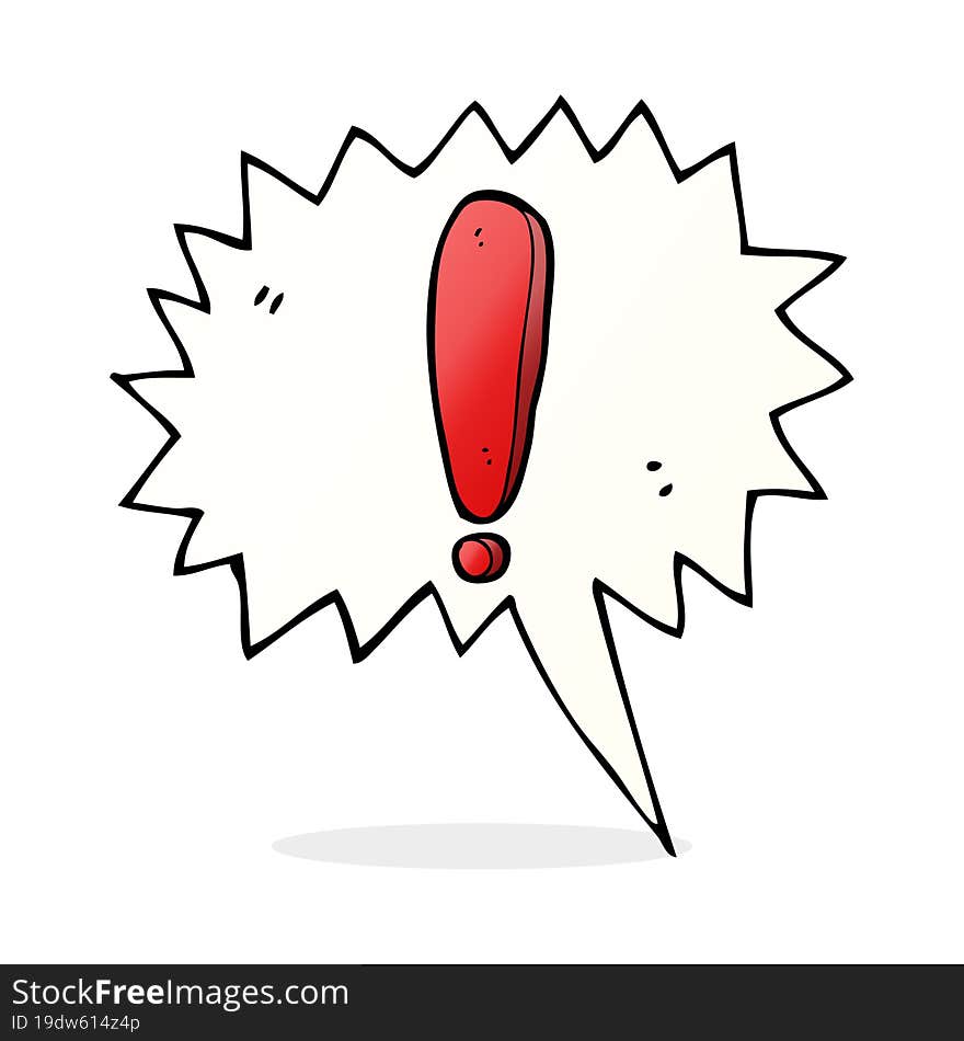 cartoon exclamation mark with speech bubble