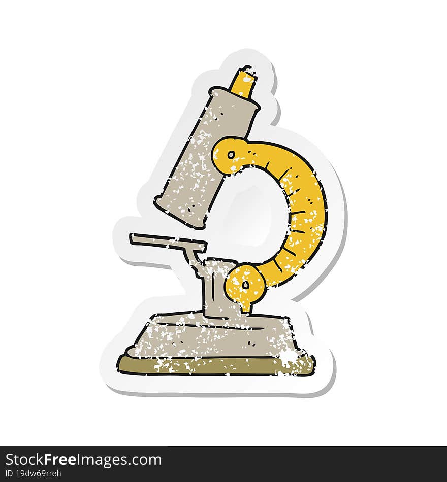 retro distressed sticker of a cartoon microscope