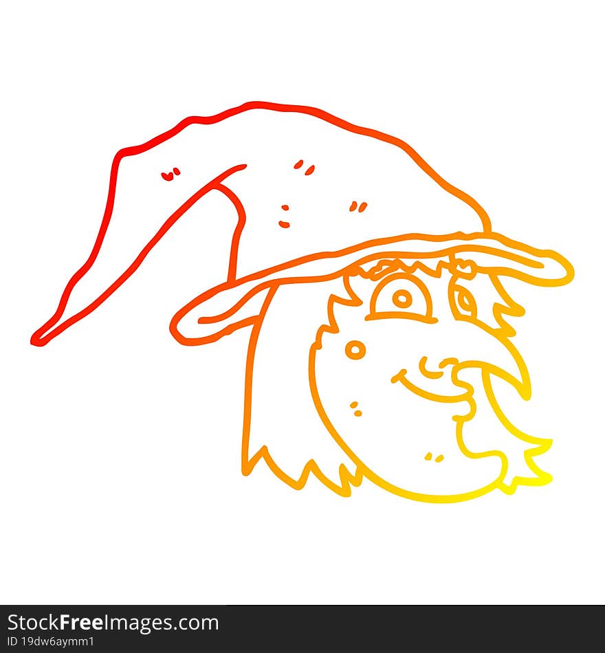 warm gradient line drawing cartoon happy witch