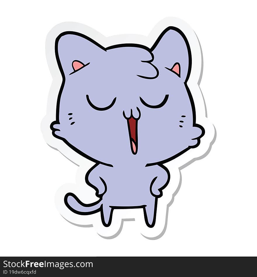 sticker of a cartoon cat singing