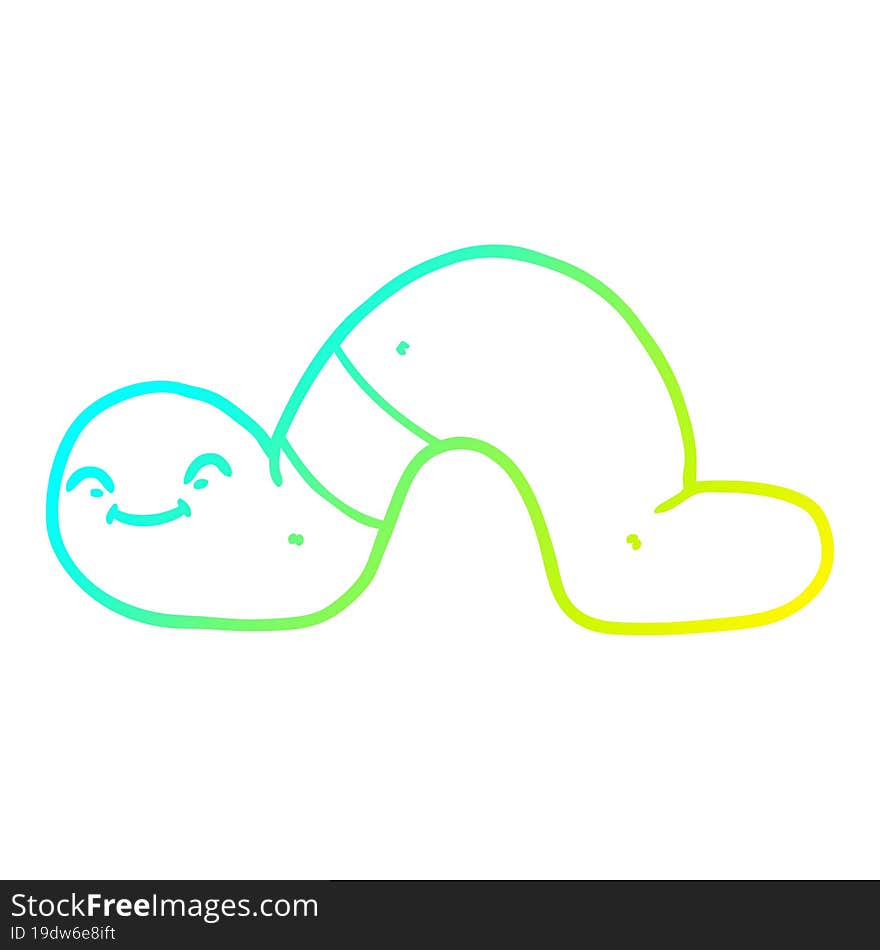 cold gradient line drawing of a cartoon worm