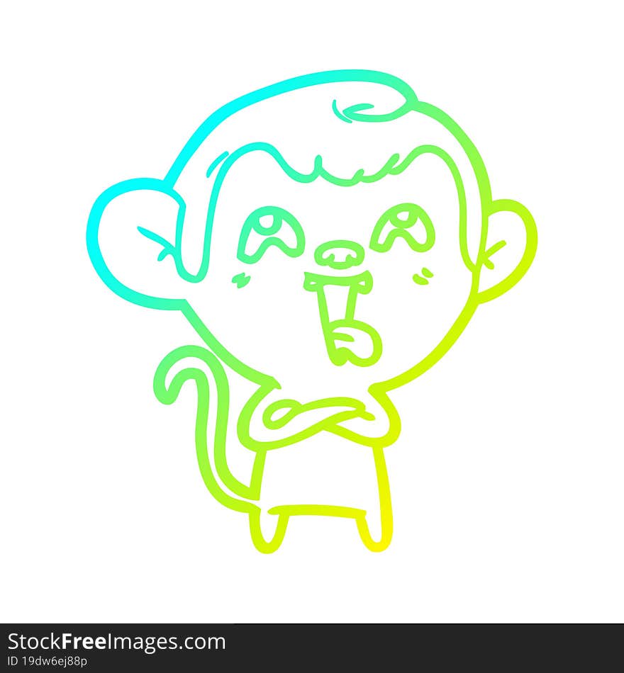 cold gradient line drawing crazy cartoon monkey