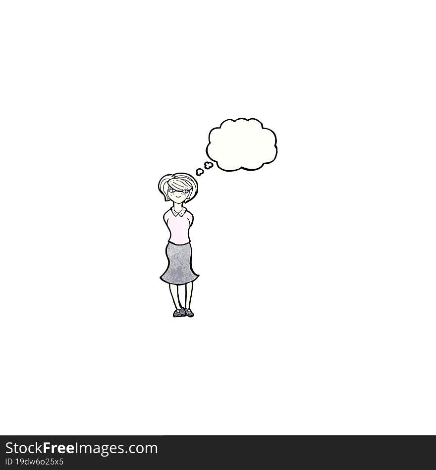 Cartoon Woman With Thought Bubble