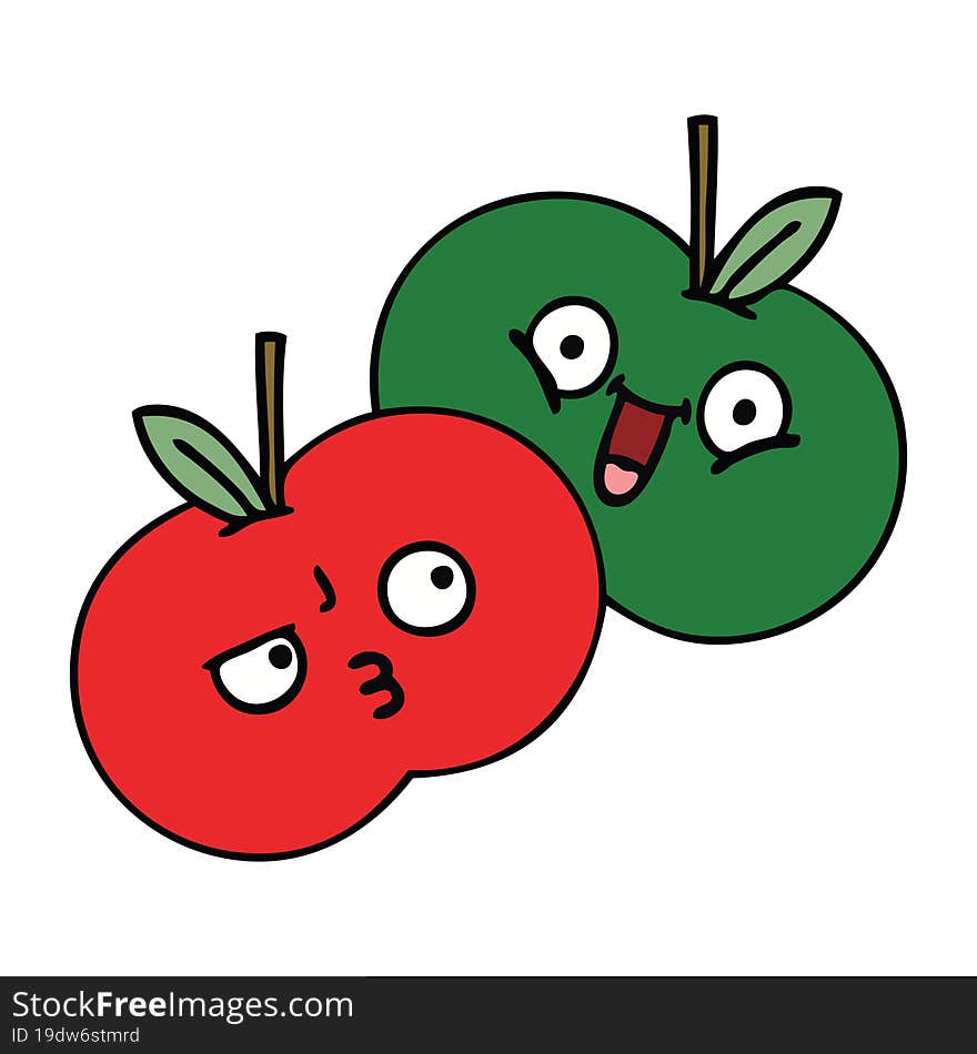 cute cartoon of a apples. cute cartoon of a apples