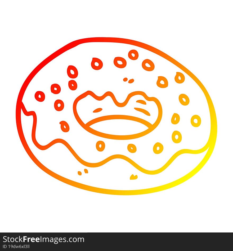 warm gradient line drawing cartoon chocolate donut