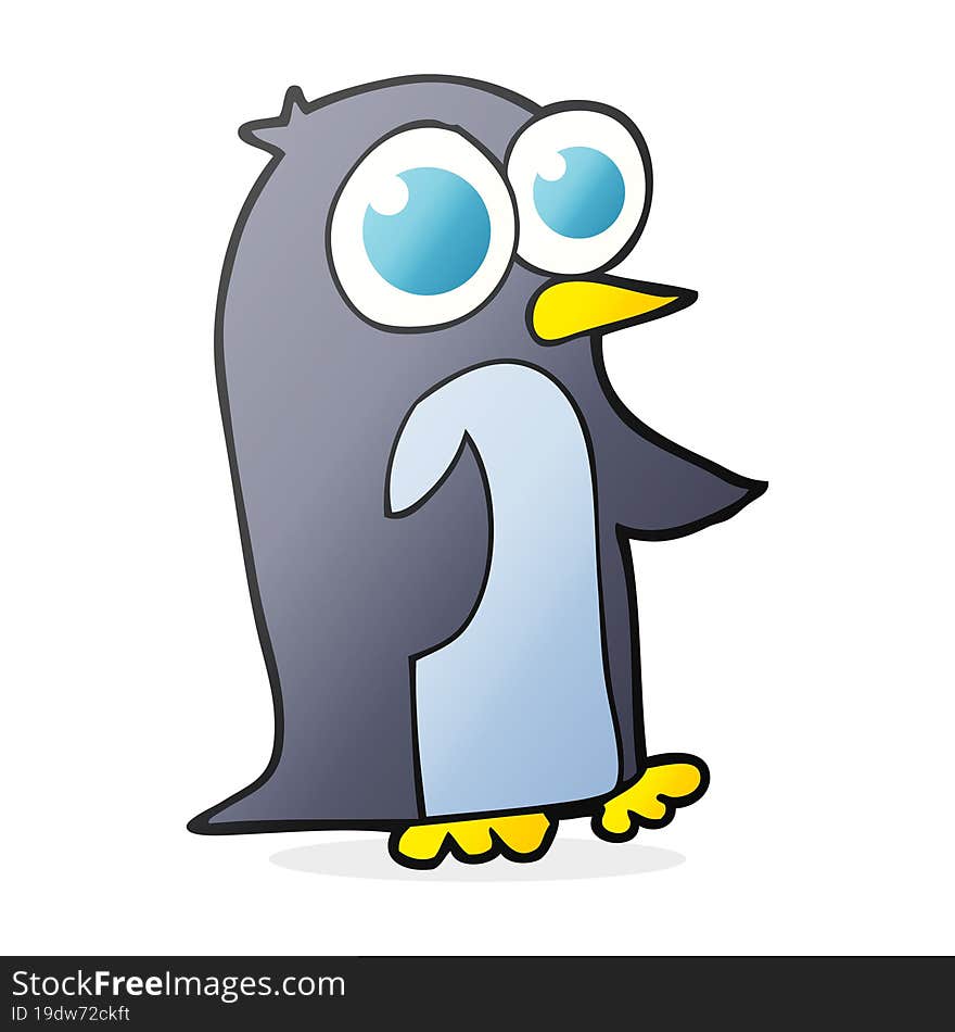 cartoon penguin with big eyes