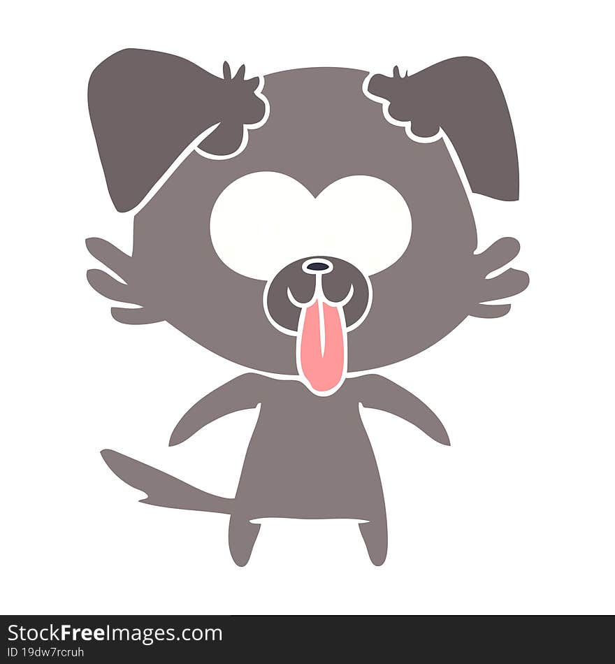 flat color style cartoon dog with tongue sticking out