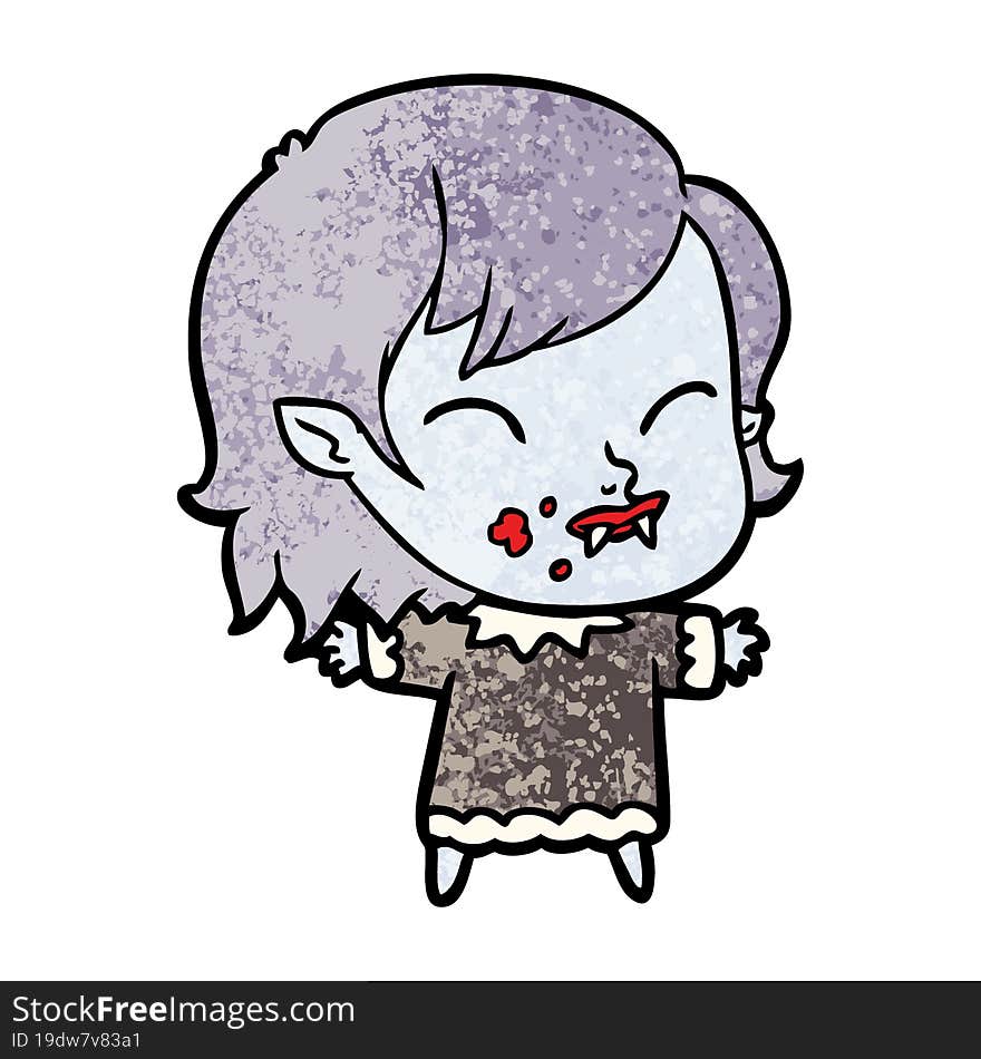 cartoon vampire girl with blood on cheek. cartoon vampire girl with blood on cheek