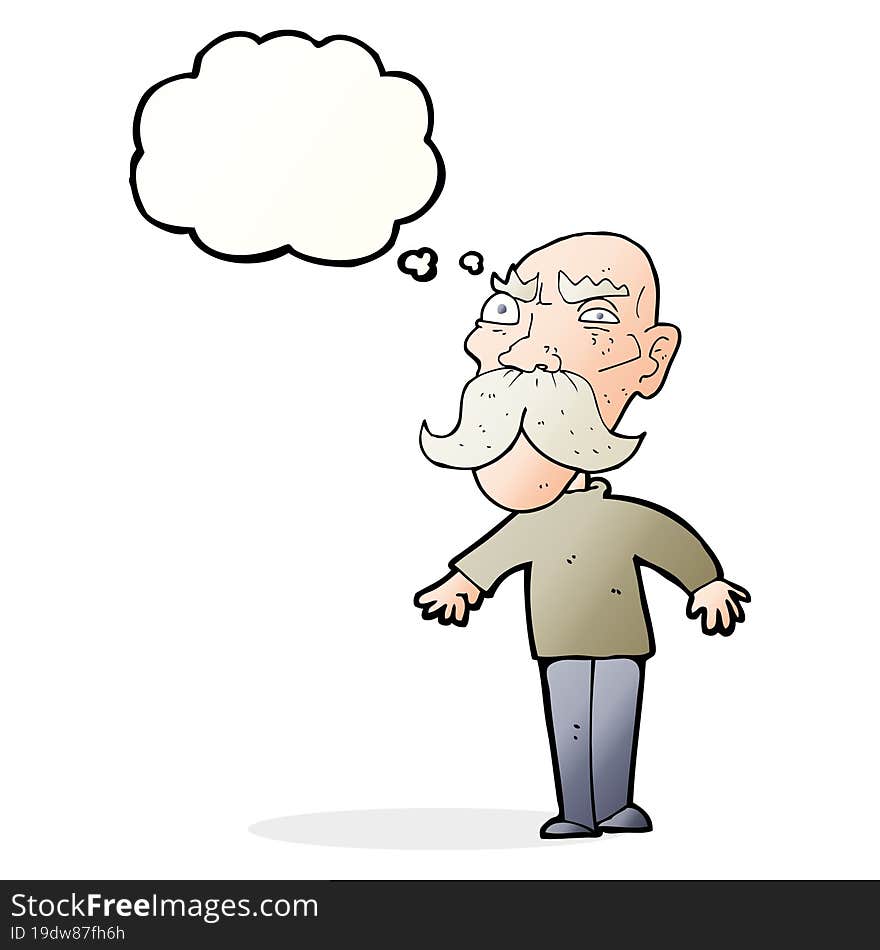 Cartoon Angry Old Man With Thought Bubble