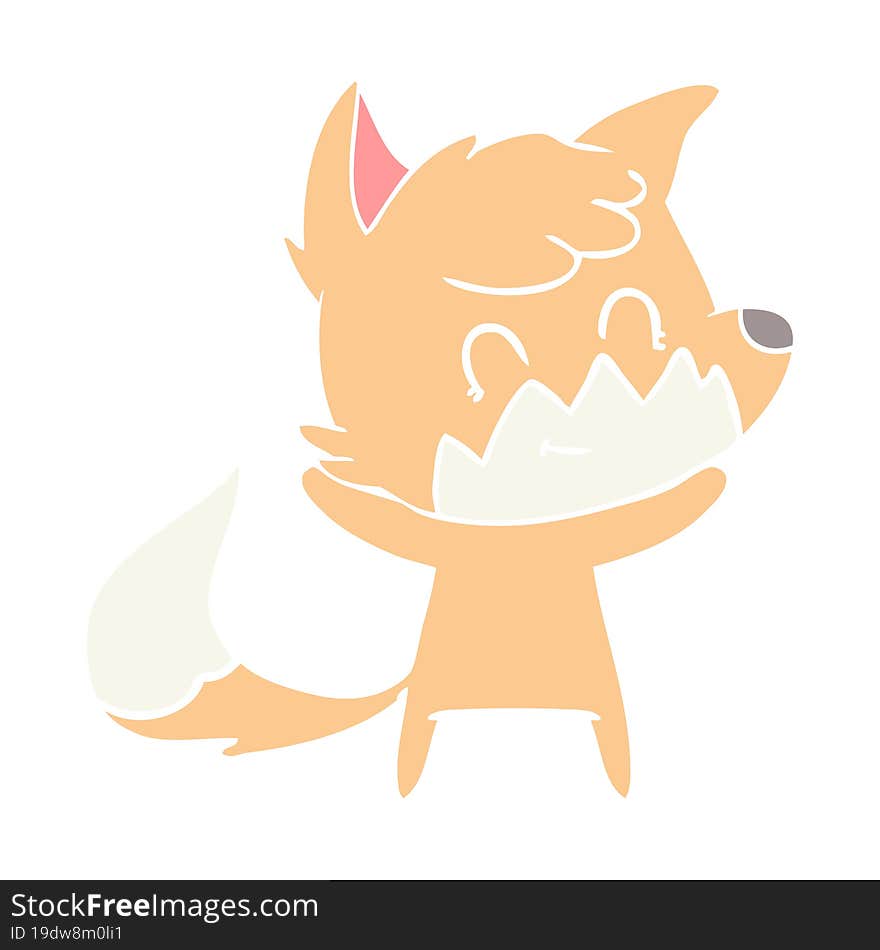 flat color style cartoon happy fox