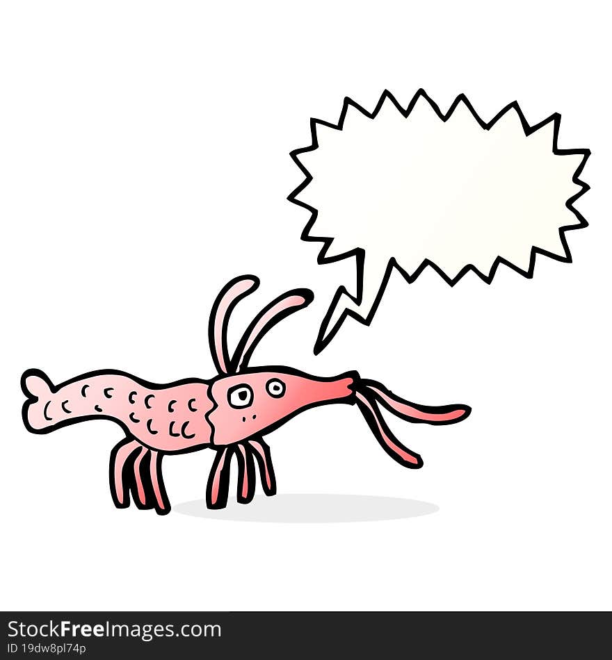 cartoon shrimp with speech bubble