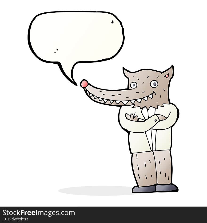 Cartoon Wolf Man With Speech Bubble