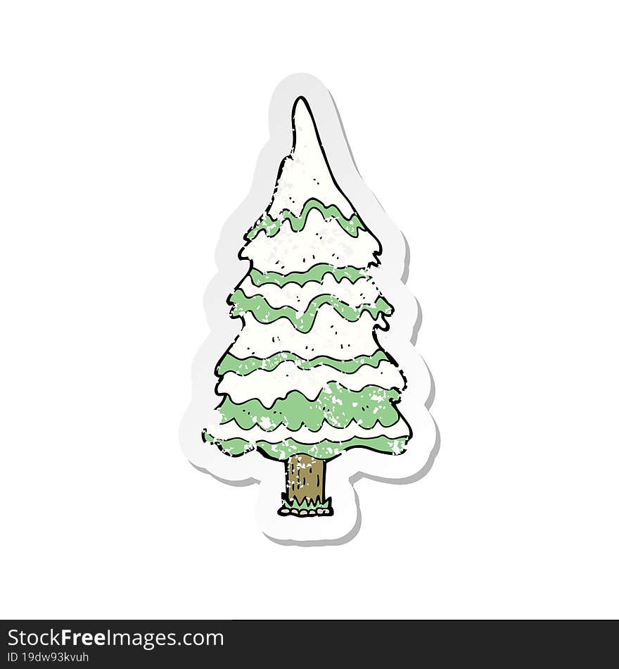 retro distressed sticker of a cartoon christmas tree