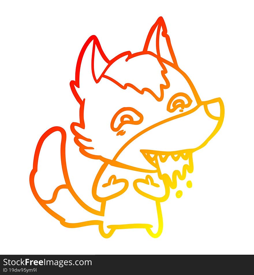 warm gradient line drawing cartoon hungry wolf