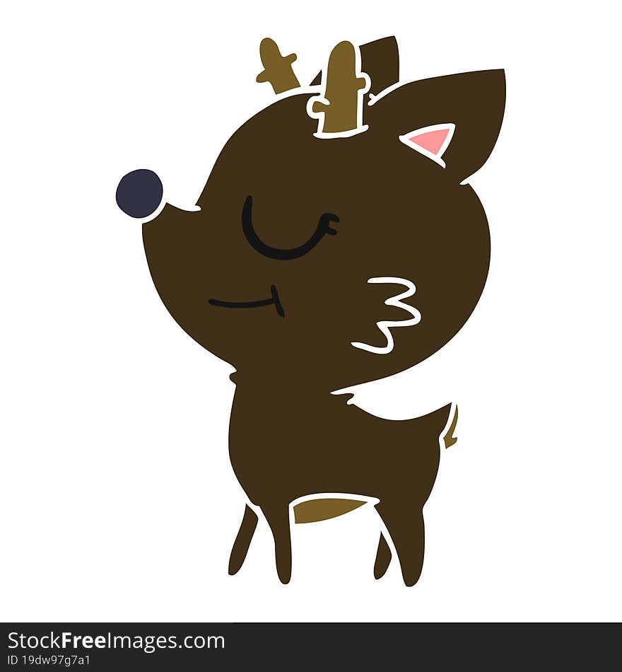 Cartoon Of Cute Red Nosed Reindeer