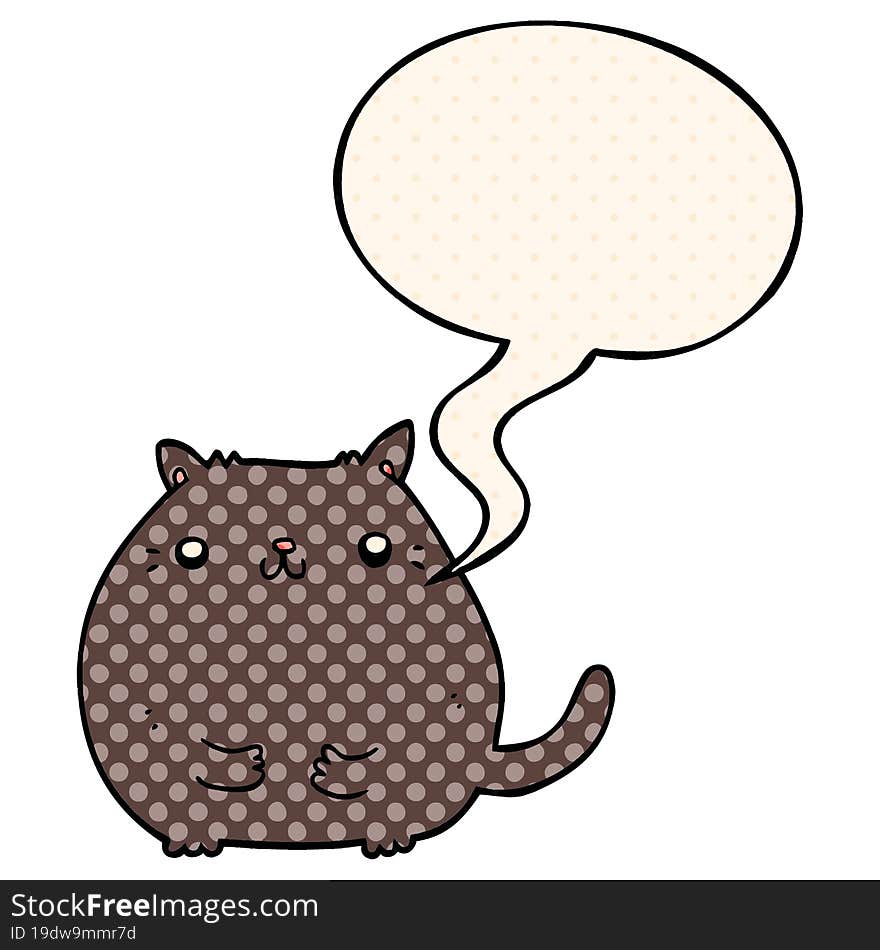 cartoon cat with speech bubble in comic book style