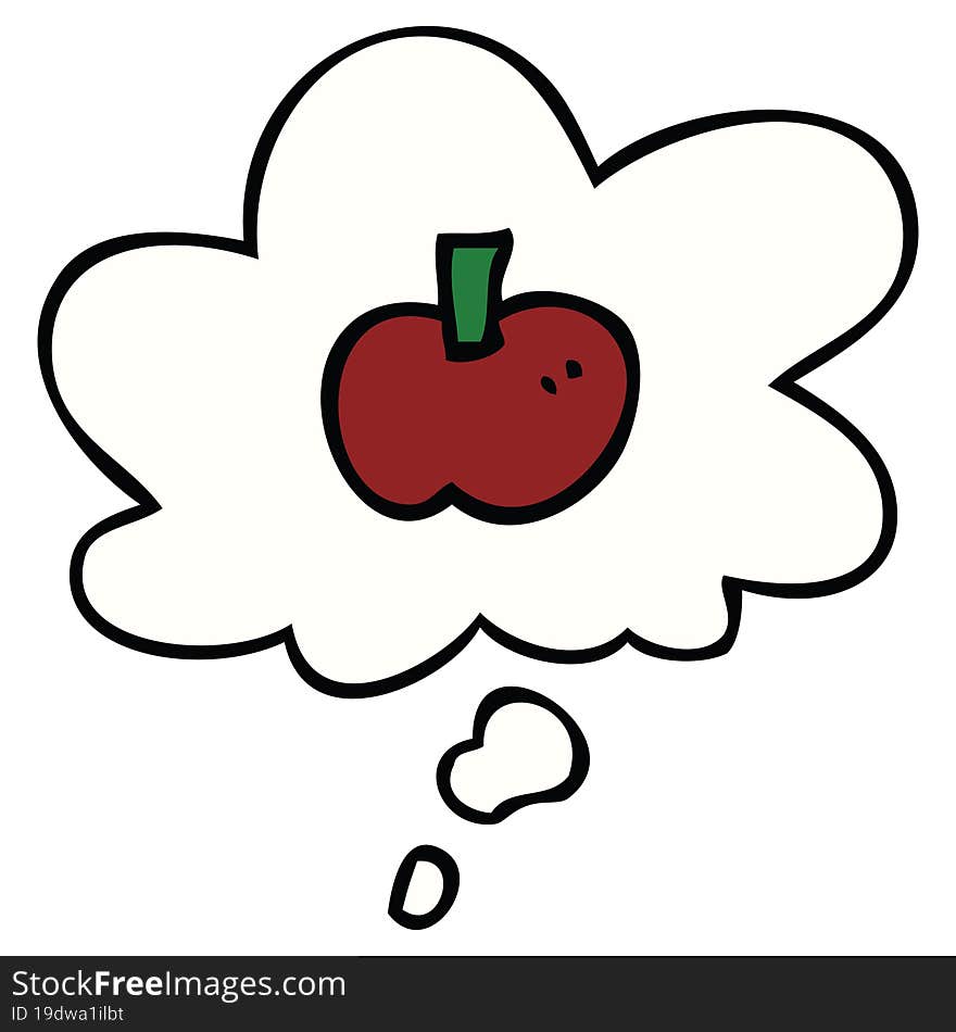 cartoon apple symbol and thought bubble