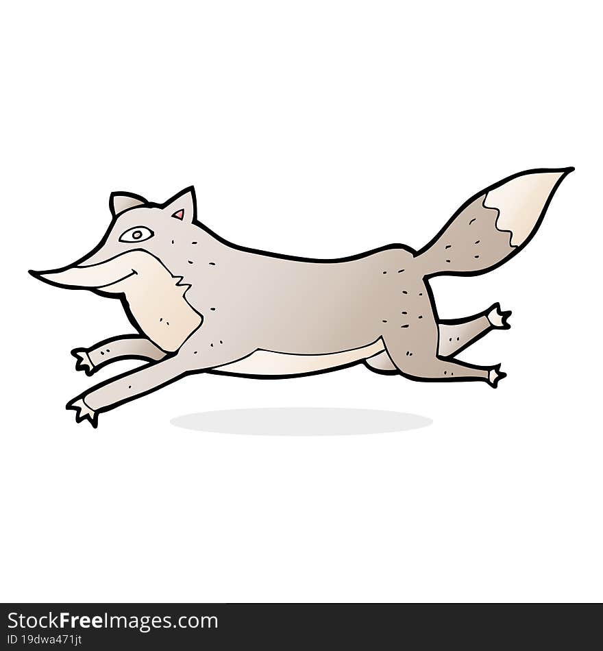 cartoon happy wolf running