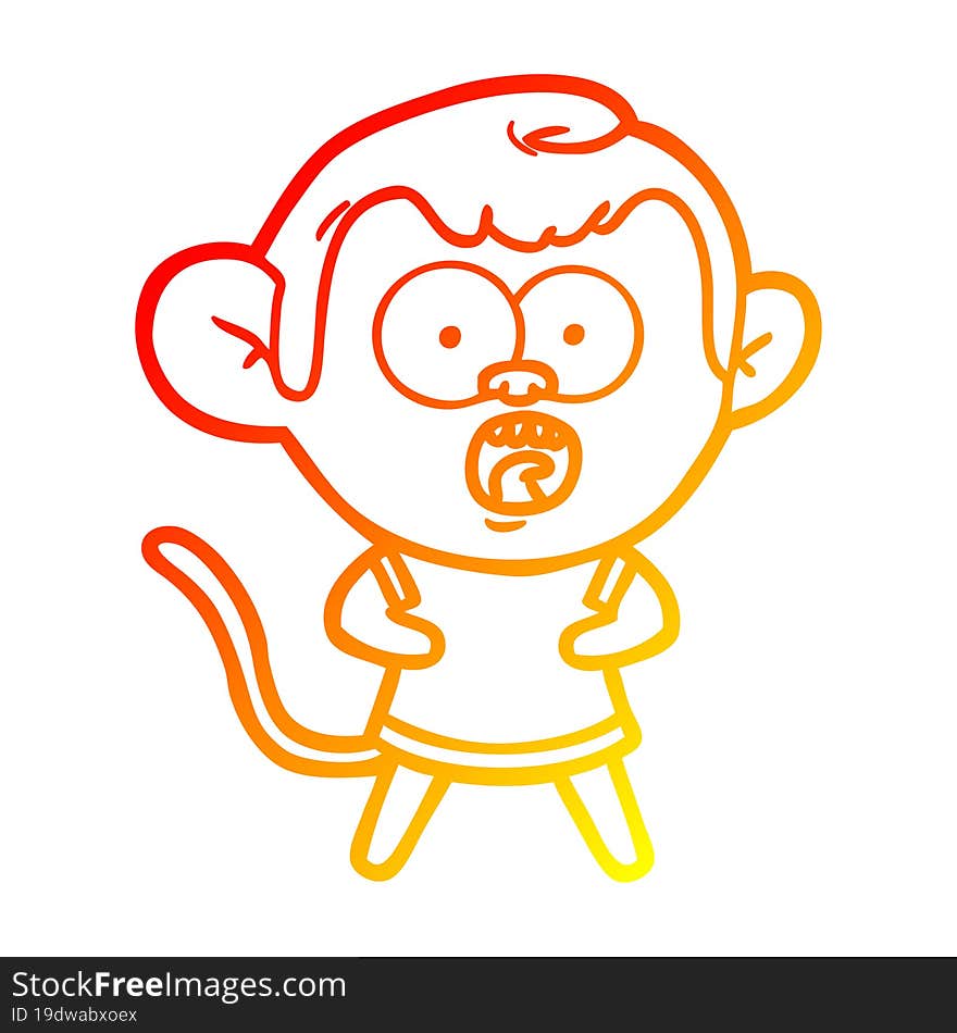 warm gradient line drawing cartoon shocked monkey