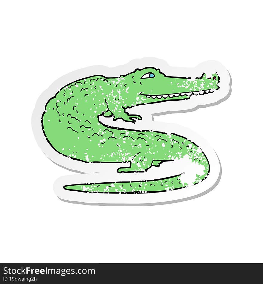 retro distressed sticker of a cartoon crocodile