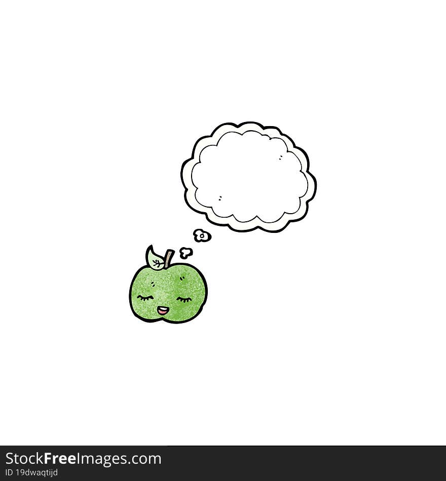 cartoon apple with thought bubble