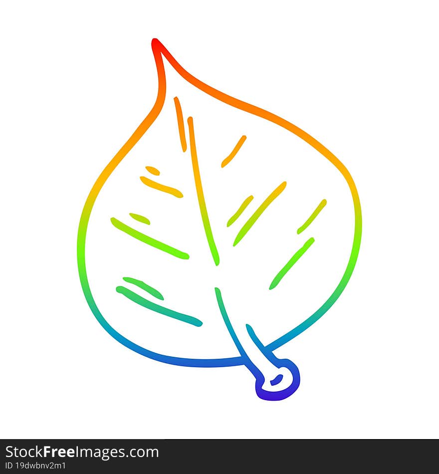 rainbow gradient line drawing cartoon leaf