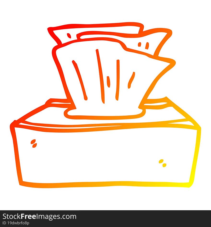 warm gradient line drawing cartoon box of tissues