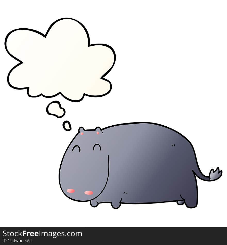 cartoon hippo and thought bubble in smooth gradient style