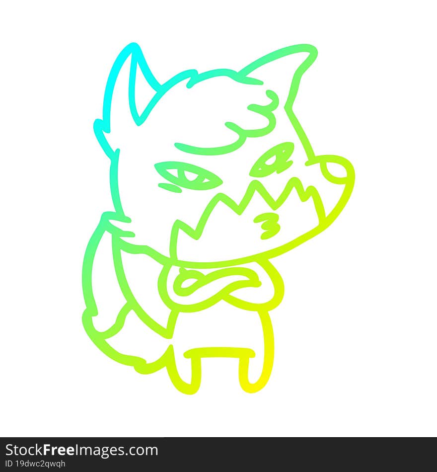 cold gradient line drawing clever cartoon fox