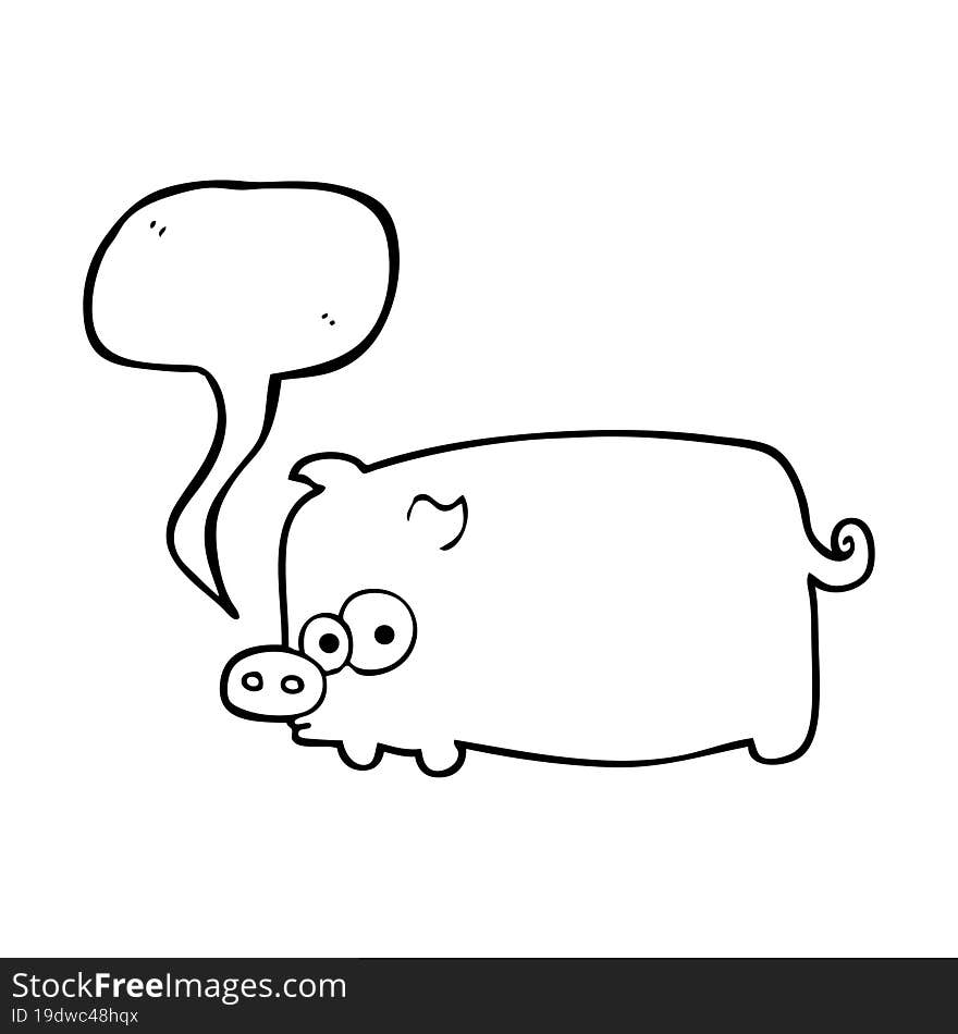 freehand drawn speech bubble cartoon pig