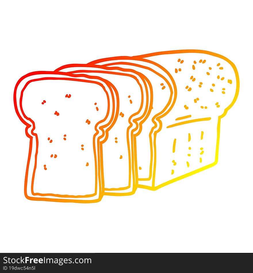 warm gradient line drawing cartoon sliced bread