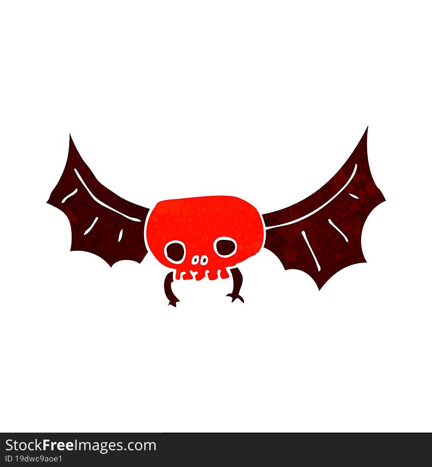 cartoon spooky skull bat