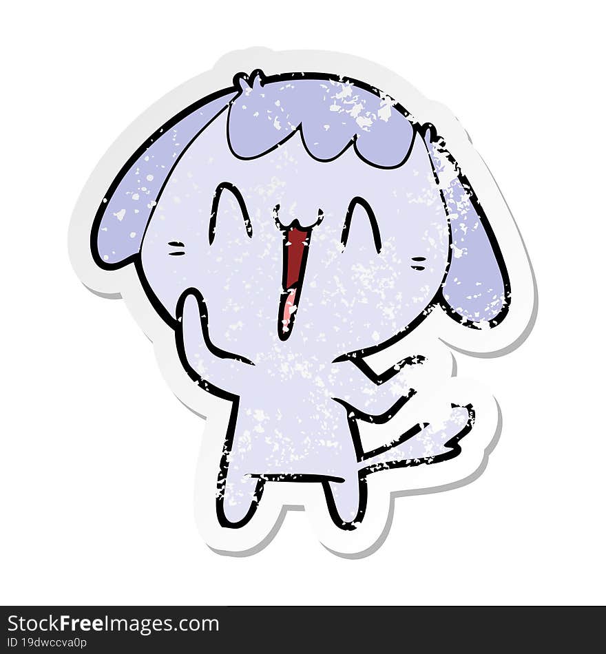 Distressed Sticker Of A Cute Cartoon Dog