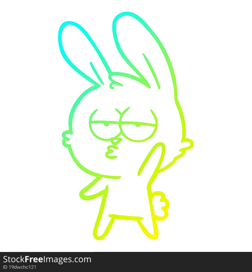 Cold Gradient Line Drawing Cute Cartoon Rabbit