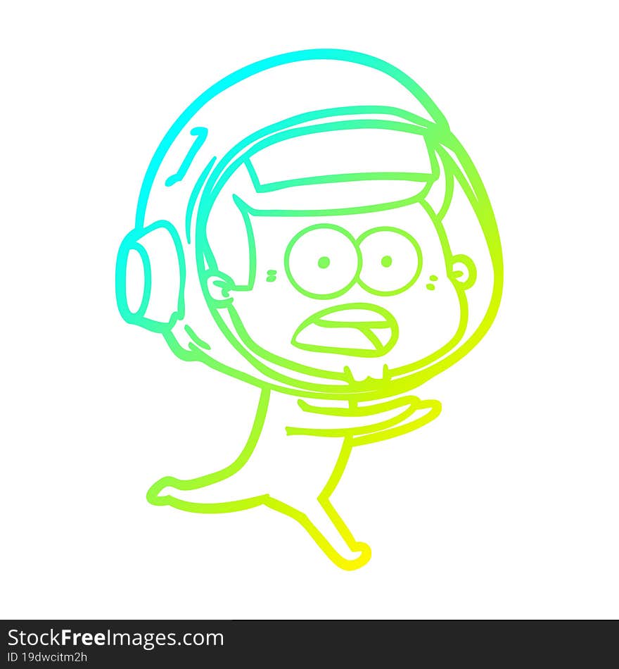 cold gradient line drawing cartoon surprised astronaut