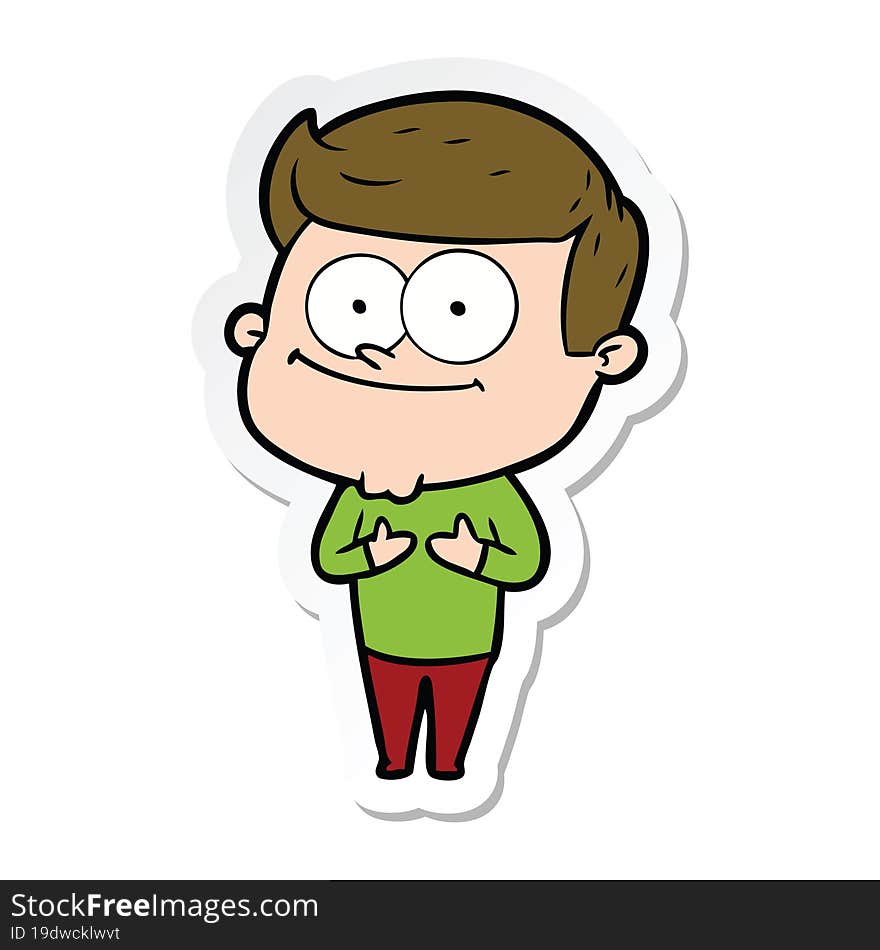 sticker of a cartoon smiling man