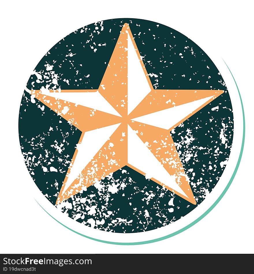 iconic distressed sticker tattoo style image of a star. iconic distressed sticker tattoo style image of a star