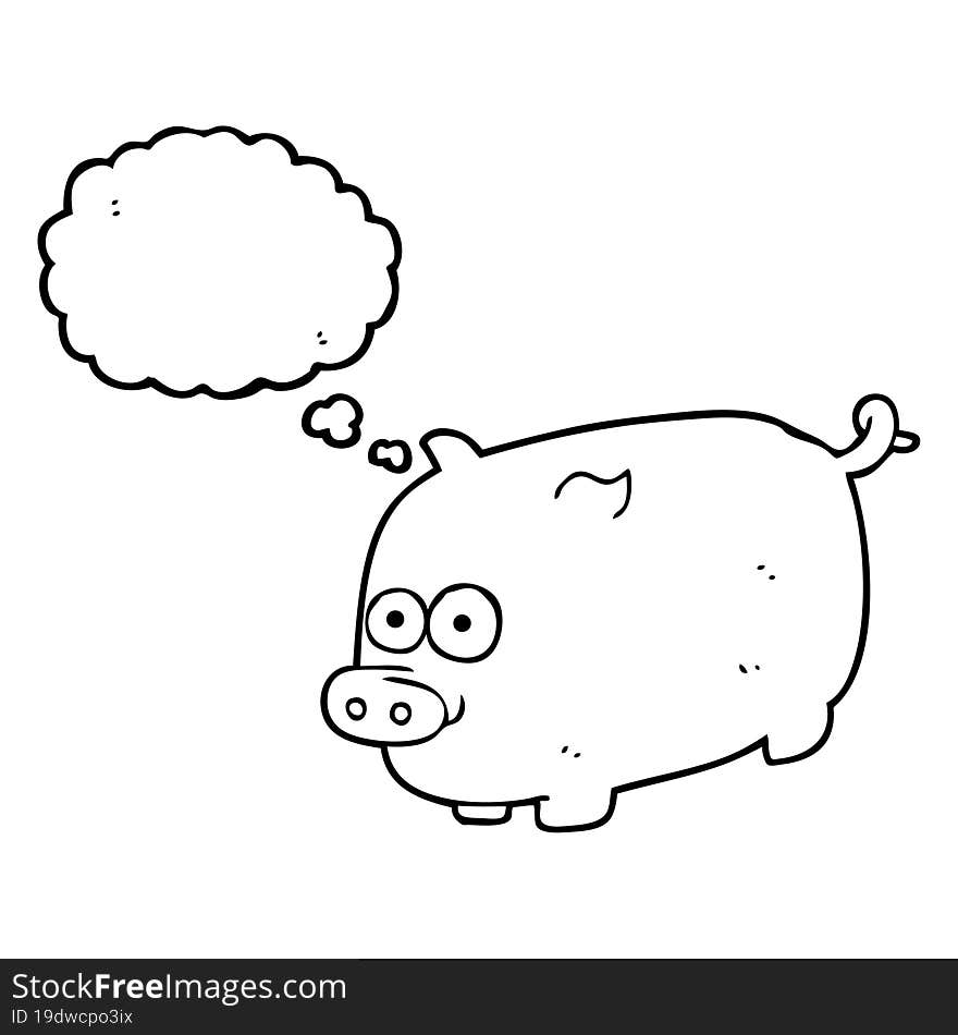 freehand drawn thought bubble cartoon pig